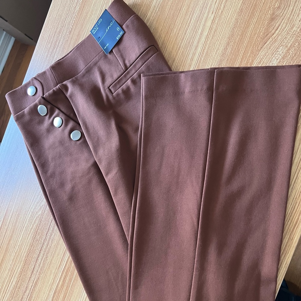 INC Side-Button Boot Cut Pants - Picture 5 of 6
